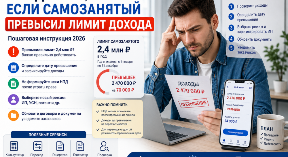 самозанятый превысил лимит дохода